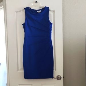 Calvin Klein Royal Blue Sunburst Seam Scuba Knit Sleeveless Sheath Dress Size 10